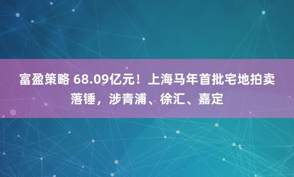 富盈策略 68.09亿元！上海马年首批宅地拍卖落锤，涉青浦、徐汇、嘉定