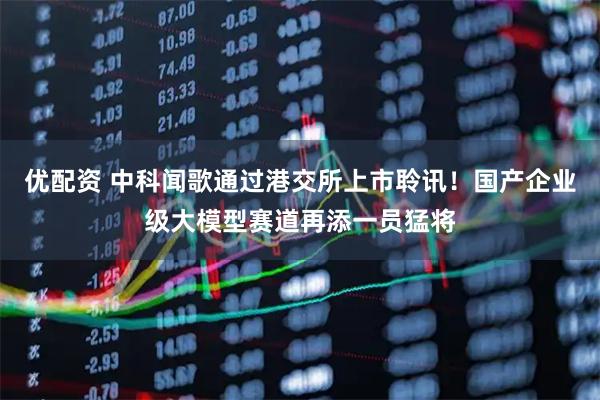 优配资 中科闻歌通过港交所上市聆讯！国产企业级大模型赛道再添一员猛将